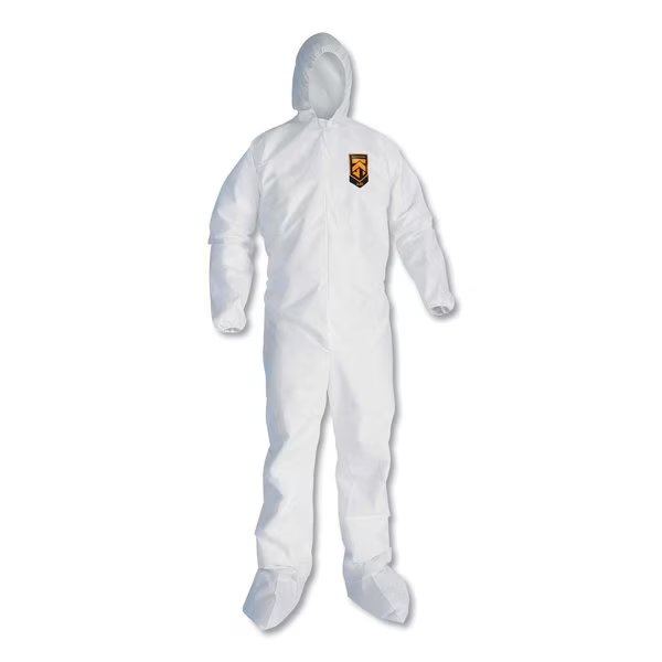 A20 Elastic Back and Ankle Hood and Boot Coveralls, X-Large, White, PK24, 24PK, Kleenguard, Mfr#: KCC 49124